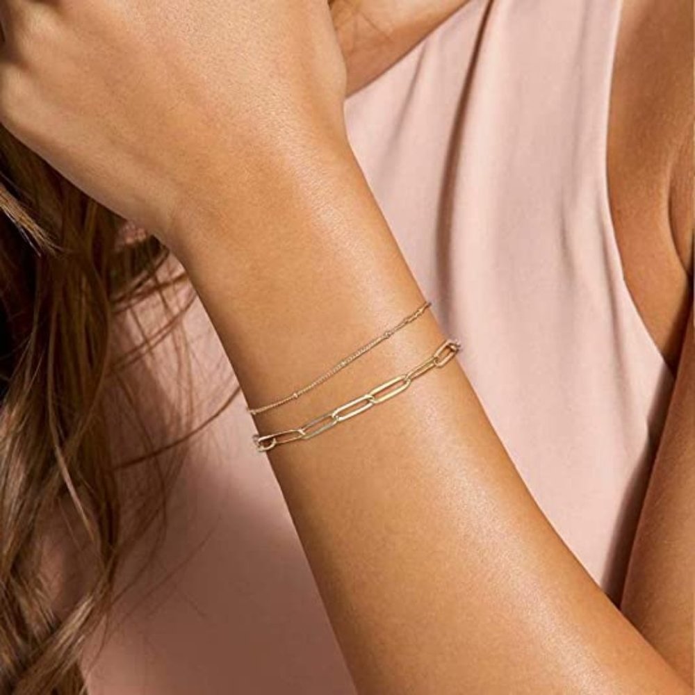 14K Gold Filled Adjustable Layered Bracelet